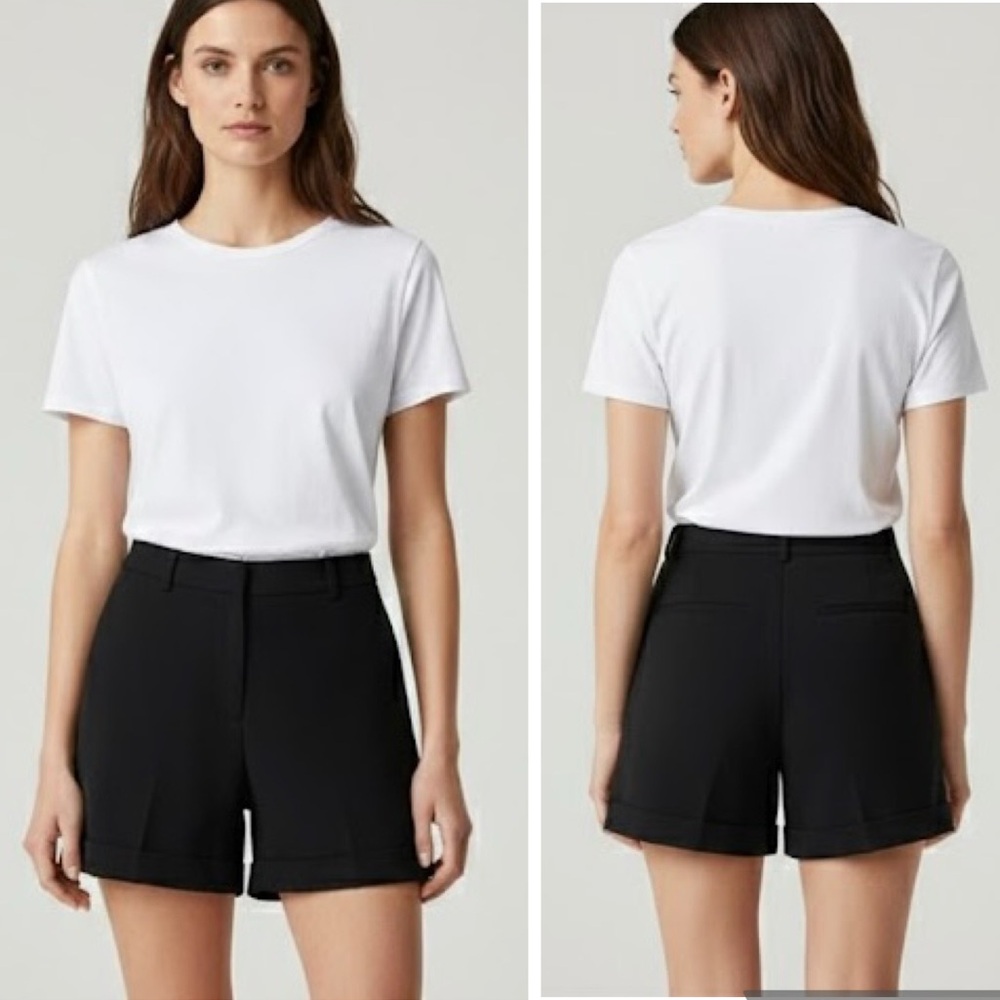 Trouvé Black Tailored Bermuda Shorts Size 10 High Rise Cuffed Hem